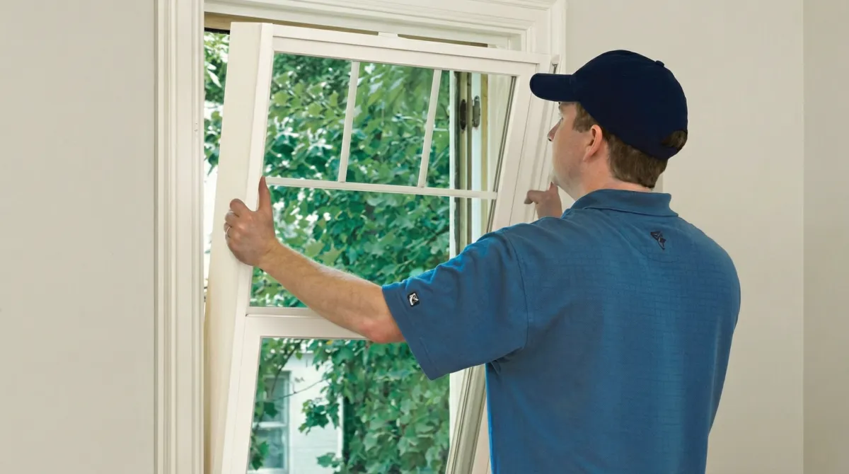 Professional contractors performing a residential window insulation and replacement service in Ogden, UT